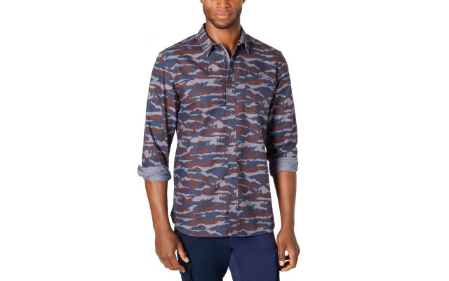  Men’s Camo Grindle Shirt (Navy, L)