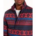  Men’s Geometric Puffer Jacket (Navy, S)