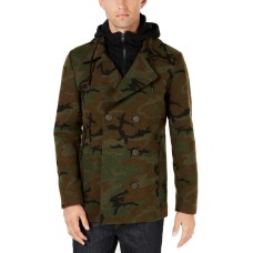 American Rag Men’s Layered Camo Pea Coat (Green, XXL)