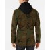  Men’s Layered Camo Pea Coat (Green, XXL)