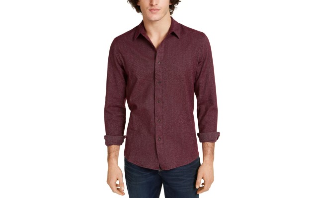  Men’s Matt Regular-Fit Brushed Twill Shirt (Red, 2XL)