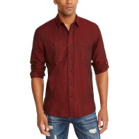 American Rag Men’s Micro Herringbone Shirt (Wine, 3XL)