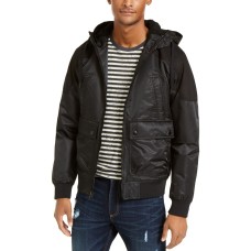 American Rag Men’s Ross Hooded Bomber Jacket (Black, M)