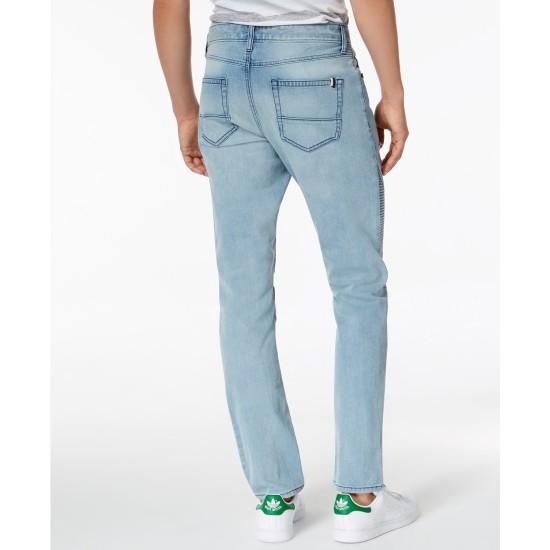  Men's Slim-Fit Stretch Destroyed Moto Jeans, Blue, 38X30
