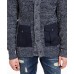  Men’s Textured Cardigan (Navy, XL)