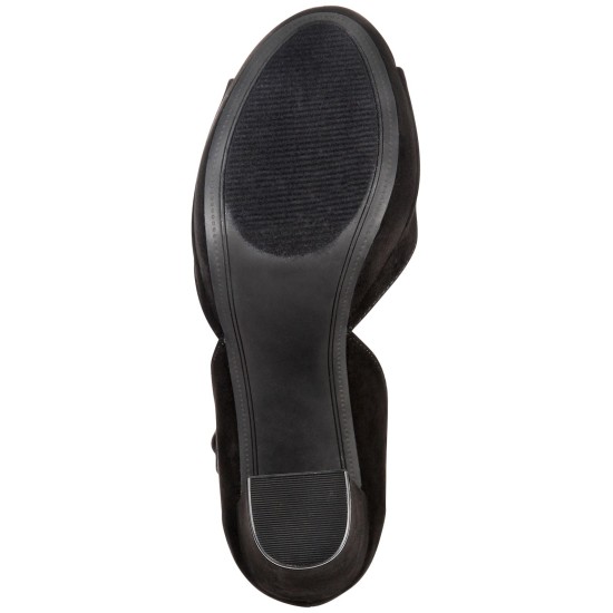  Reeta Block-Heel Platform Sandals  Microsuede, Black, 10.5 M
