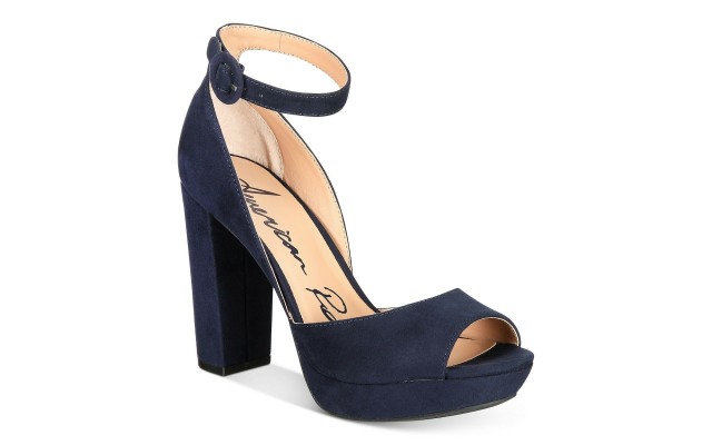  Reeta Block-Heel Platform Sandals  Microsuede, Navy, 10 M