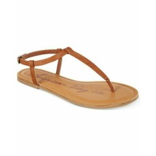 American Rag Women Akrista Leather Open Toe Casual T-strap  Cognac Shoe Size 9.5