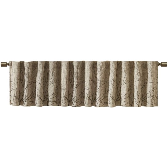 Andora Embroidered Rod Pocket Valance , Tree Small Faux Silk Valances for Window (Beige, 50X18″)