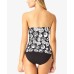  Coming Up Twist-Front Shirred Top Women’s Swimsuit (Roses Printed, S)