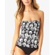  Coming Up Twist-Front Shirred Top Women’s Swimsuit (Roses Printed, S)