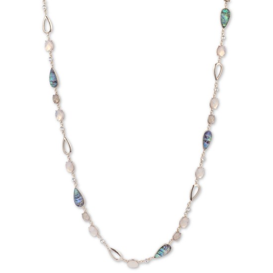  Crystal & Stone Strand Necklace (Gold)