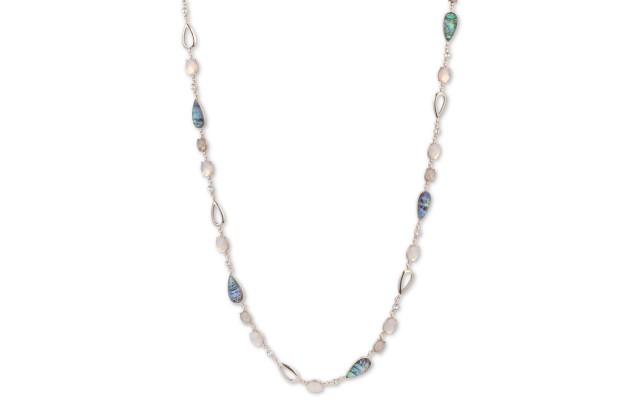 Crystal & Stone Strand Necklace (Gold)