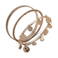 Anne Klein Gold-Tone 3-Pc. Set Pave Disc & Textured Bangle Bracelets