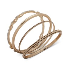 Anne Klein Gold-Tone 4-Pc. Set Pave Textured Bangle Bracelets