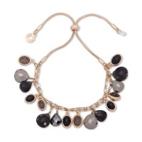 Anne Klein Gold-Tone Multi-Stone Slider Bracelet, Black