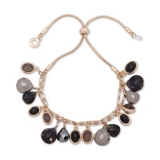 Anne Klein Gold-Tone Multi-Stone Slider Bracelet, Black