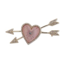 Anne Klein Gold-Tone Pave Heart & Arrow Pin