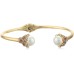  Gold-Tone Pave & Imitation Pearl Cuff Bracelet