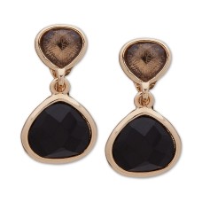Anne Klein Gold-Tone Stone Clip-On Double Drop Earrings