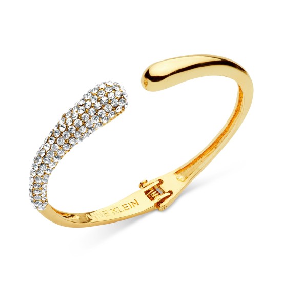 Pave Hinged Cuff Bracelet, Gold