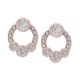  Rose Gold-Tone Crystal Front-Facing Small Hoop Earrings, .63″