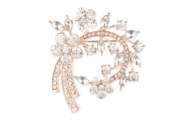  Rose Gold-Tone Multi-Crystal Arched Pin