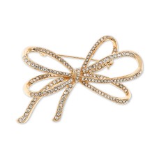 Anne Klein Rose Gold-Tone Pave Bow Pin