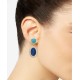  Two Tone Clip on Blue Stone Earrings