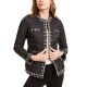  Womens Black Quilted Tweed Trim Puffer Jacket Coat (Black, X-Small)
