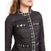  Womens Black Quilted Tweed Trim Puffer Jacket Coat (Black, X-Small)