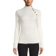  Women's Button-Detail Ribbed Pullover Sweater, White, XX-Small