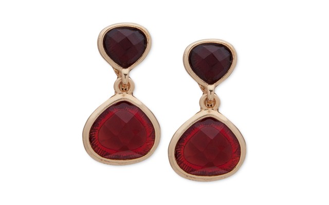  Women’s Clip Earrings Double Drop Post (Red)