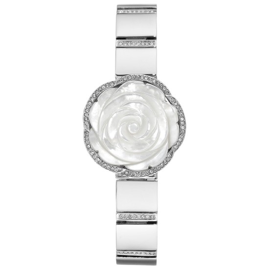  Women’s Crystal Silver-Tone Bangle Bracelet Watch 24mm