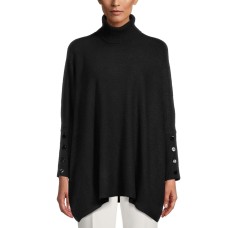 Anne Klein Women’s Drop Shoulder Turtleneck Sweater (Black, L/XL)