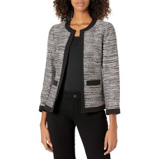 Anne Klein Women’s Open Front Tweed Framed Jacket with Patch Pockets (Devonshire Combo, 14)