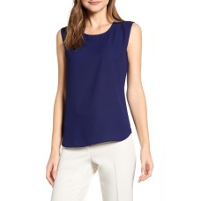 Anne Klein Women’s Scoop Neck Sleeveless Blouse (Navy, X-Small)