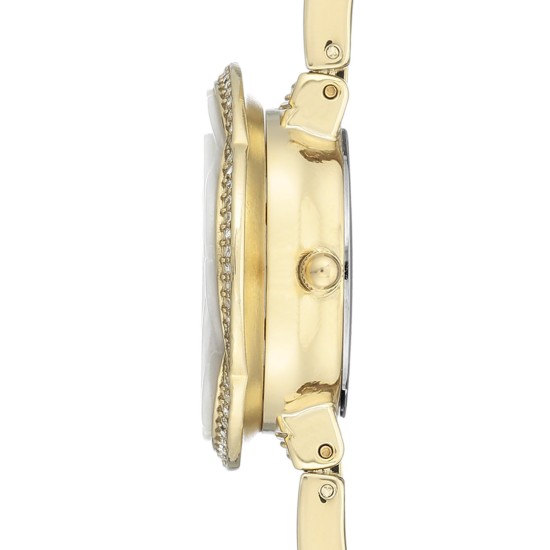  Women’s Swarovski Crystal Accented Floral Gold Tone Bracelet Watch