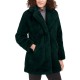  Womens Eloise Faux Fur Notch Collar Coats, Emerald, Large