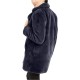  Womens Eloise Faux Fur Notch Collar Coats, Navy, Medium