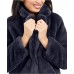  Womens Eloise Faux Fur Notch Collar Coats, Navy, Medium