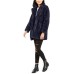  Womens Eloise Faux Fur Notch Collar Coats, Navy, Medium