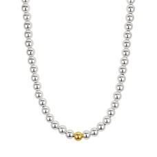 Aqua 8mm Sterling Silver Beaded Necklace
