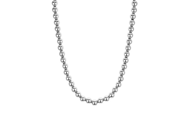  Beaded Necklace in 18K Gold-Plated Sterling Silver or Sterling Silver, 8mm