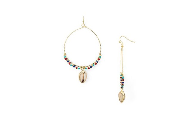  Beaded Shell Hoop Earrings