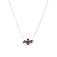 Aqua Bee Pendant Necklace in Gold-Plated Sterling Silver, 16
