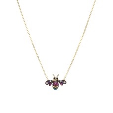Aqua Bee Pendant Necklace in Gold-Plated Sterling Silver, 16