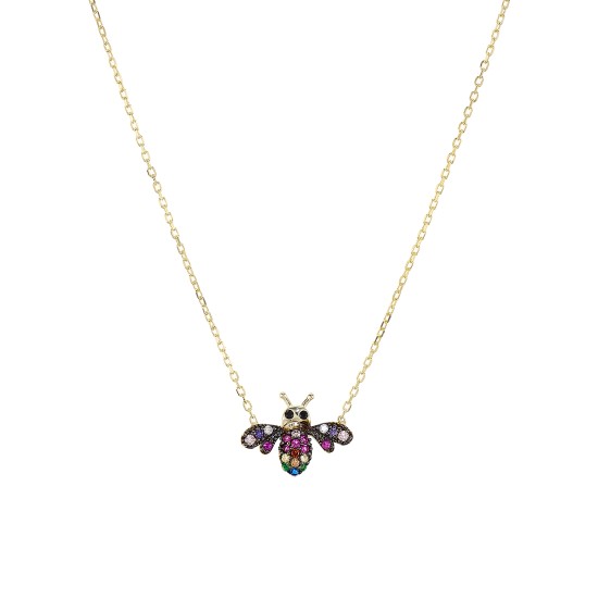  Bee Pendant Necklace in Gold-Plated Sterling Silver, 16