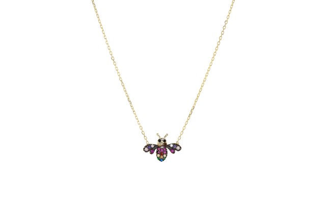  Bee Pendant Necklace in Gold-Plated Sterling Silver, 16