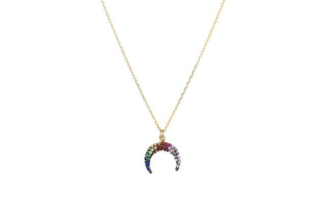  Crescent Moon Pendant 18K Gold-Plated Necklace
